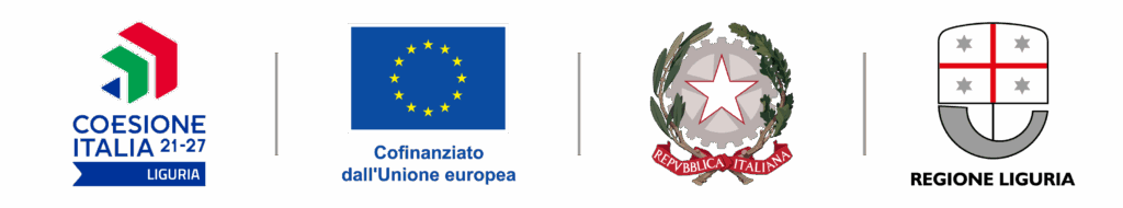 Loghi PR FESR Liguria 2021-2027: Unione europea, Repubblica Italiana, Regione Liguria